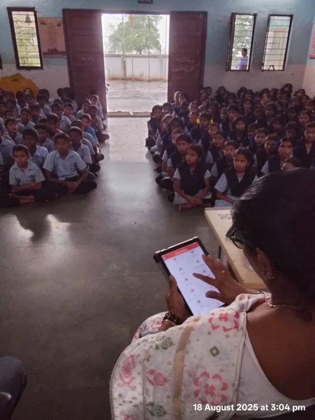EduSoulX tablet at a school gathering
